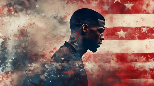 Quiet strength in red, white, and blue painted reflections.