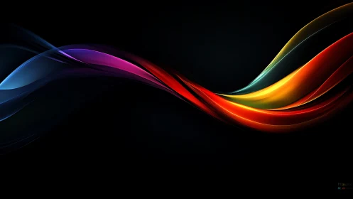 Chromatic wave ribbons on deep black vector field design.