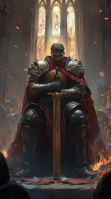 Crowned in cinders, the silent warlord blesses his blade