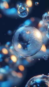 Rendered translucent spheres with internal bubbles in soft focus