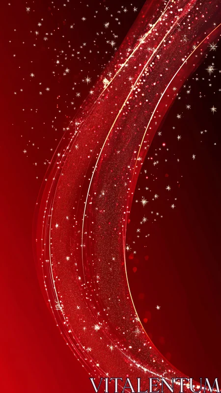 Crimson starlight ribbon sweeps across a festive velvet sky.