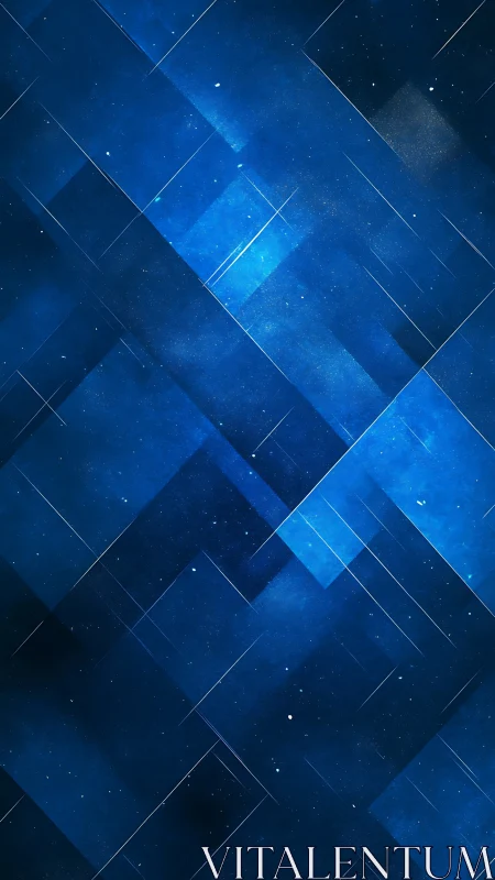 Geometric blue abstract background with layered rectangles.