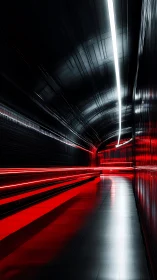 Neon river of speed carves a crimson tunnel through night