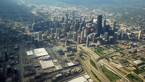 Sunlit skyscraper maze crowns a sprawling urban horizon.