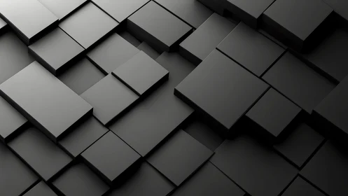 Shadowed geometric tiers form a quiet digital cityscape.