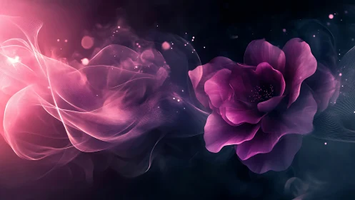 Digital Flowers with Luminescent Light Effects.