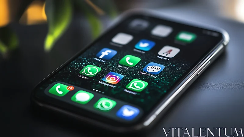 Oblique macro study of smartphone messaging interface surface.