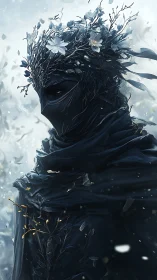 Nocturnal floral wraith in aerodynamically layered drapery.