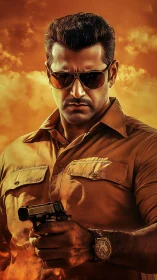 Sunset steel lawman in burnished shades of cinematic fury.