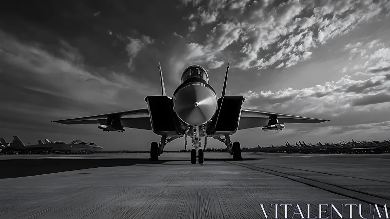 Front view shows parked jet aircraft on concrete runway