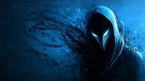 Midnight wraith in a tattered hood glows with icy power