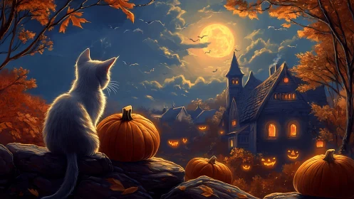Cat's Magical Halloween Night Under the Harvest Moon.