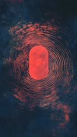 Radiant red ellipse pulses through rippling dark space.