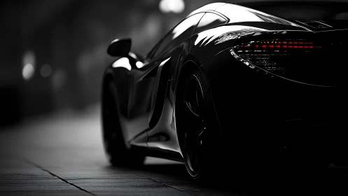 Sculpted supercar silhouette in moody monochrome light.