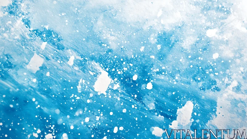 Abstract blue and white watercolor splash painting with dynamic textures.