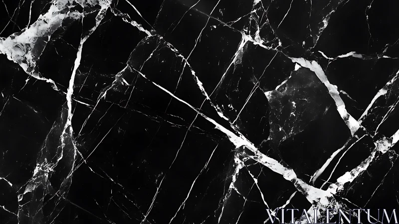 High-contrast black marble slab with crystalline veining patterns