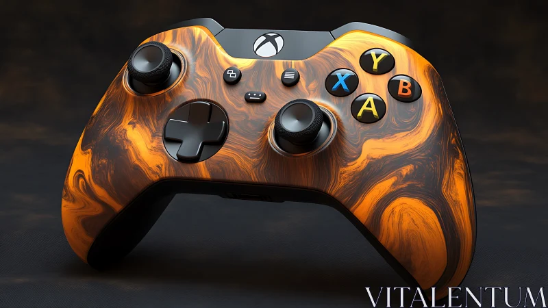 Custom Xbox controller glows with molten orange marble design
