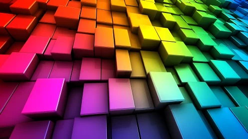 Vibrant 3D rainbow cubes create dynamic abstract depth