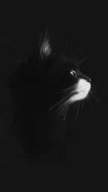 Black and white cat portrait with striking eye detail