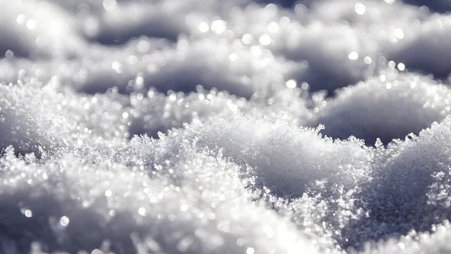 Glistening snowdrift close-up shimmering in winter light.