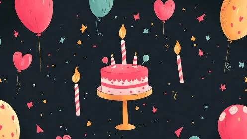 Celebratory Birthday Composition with Layered Confetti Elements.