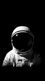 Solitary astronaut in stark monochrome void portrait.