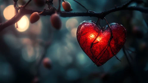 Luminous Heart-Form Structure: Atmospheric Nocturnal Bokeh Composition.
