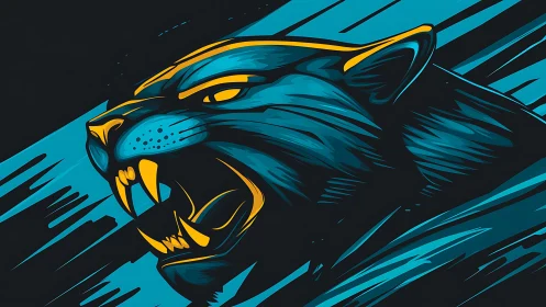 Fierce Tiger in Motion: Electric Blue and Gold.