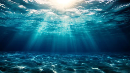 Sunlit ocean floor shimmers beneath tranquil turquoise waves