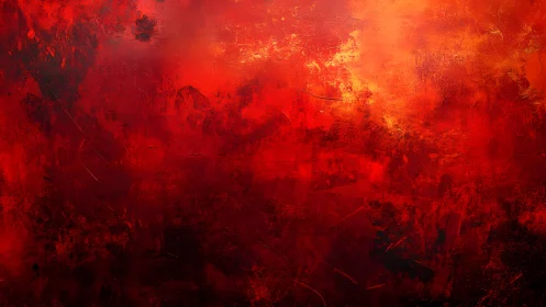 Intense Abstract Red Texture Painting with Fiery Warm Hues.