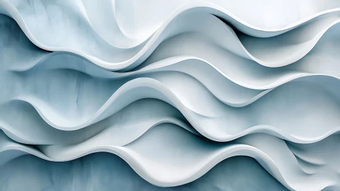 Layered white wave surfaces form smooth overlapping ribbons