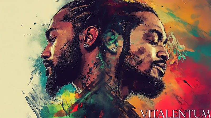 Dual profile portrait rendered in expressive digital painting