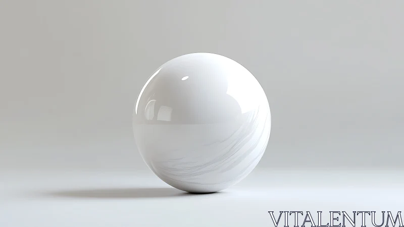 Minimalist white sphere floats in soft studio lighting