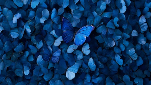Chromatic clustering of blue lepidoptera in dense optical field.
