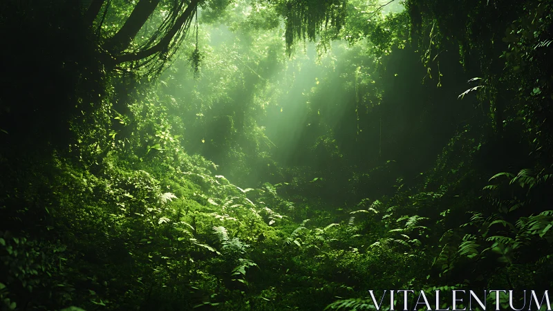 Verdant Canopy: Luminous Forest Interior with Diffused Radiance.