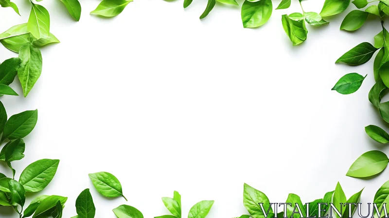 Green leaf border frame on clean white background.