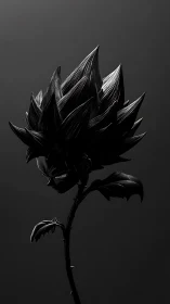 Dark anime plant hybrid with spiked hair in profile view.