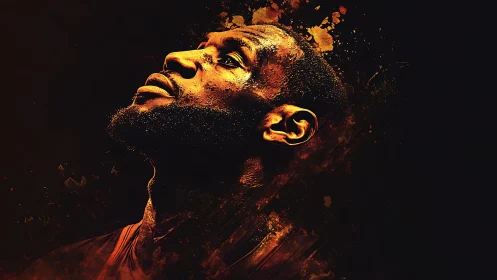 Side profile portrait of male subject in orange tones.