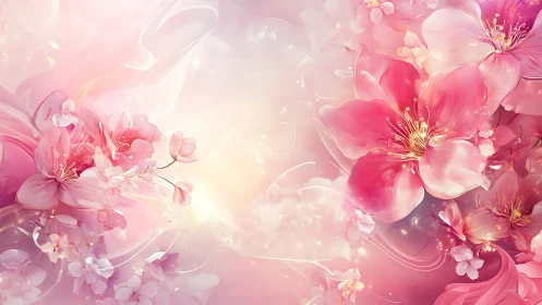 Pink Floral Composition with Light Effects