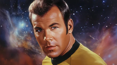 Starship officer portrait against vivid cosmic backdrop.