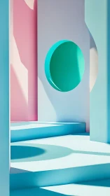 Chromatic architectural void with geometric pastel light mapping.