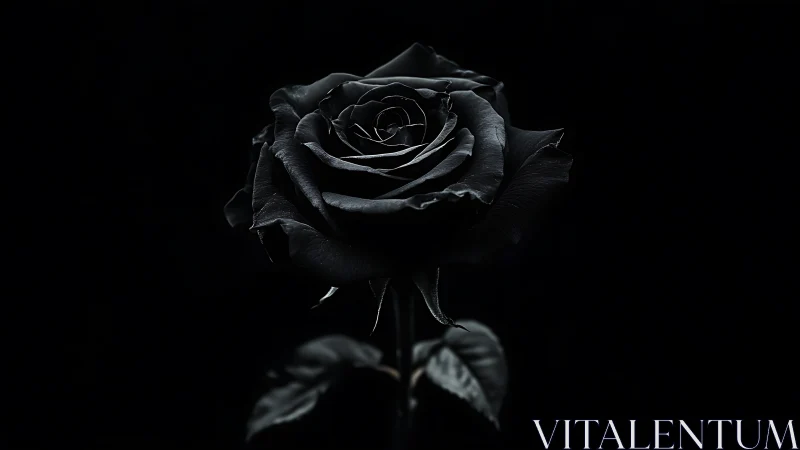 Single black rose in low key photographic composition.