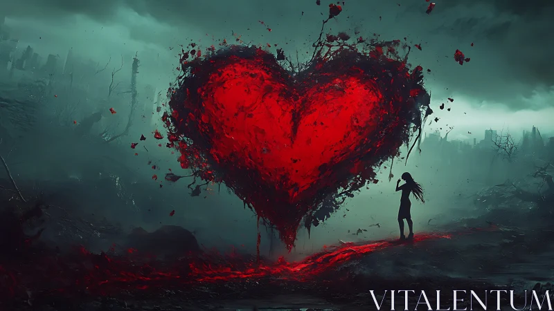 Luminescent Cardiac Form Against Dystopian Landscape Composition.