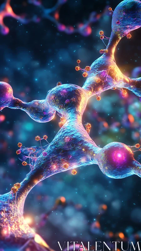 Neural synapses in luminous cosmic biotech abstraction.