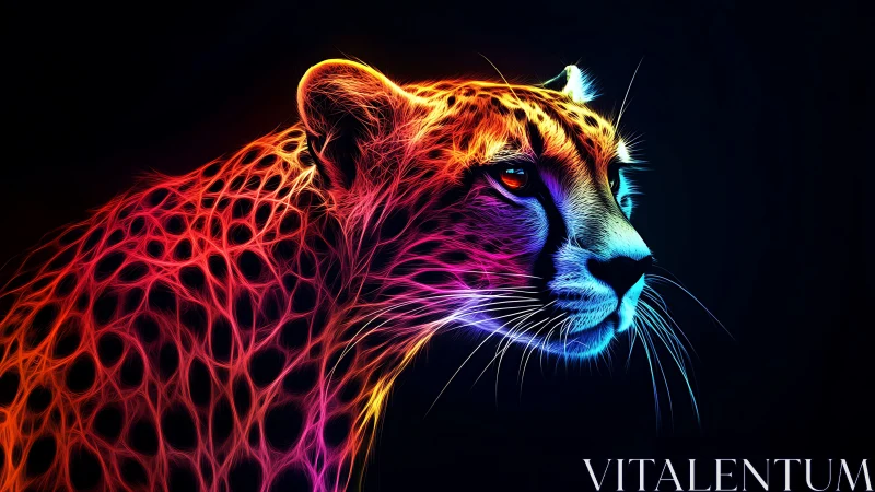 Neon Leopard Profile: Luminescent Wildlife Portrait
