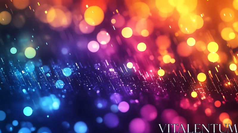 Multicolor bokeh field with diagonal light streak refractions