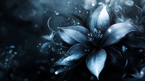 Ethereal Blue Blossom Glows with Magical Light