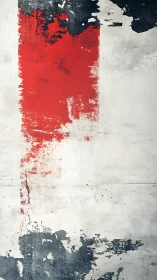 Vertical red strata and eroded monochrome concrete field.