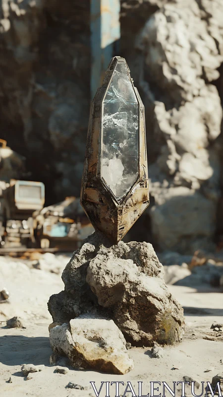 Geologic monolith housing faceted crystalline containment core.