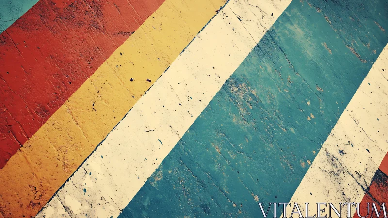 Retro diagonal stripes with distressed texture on concrete surface.